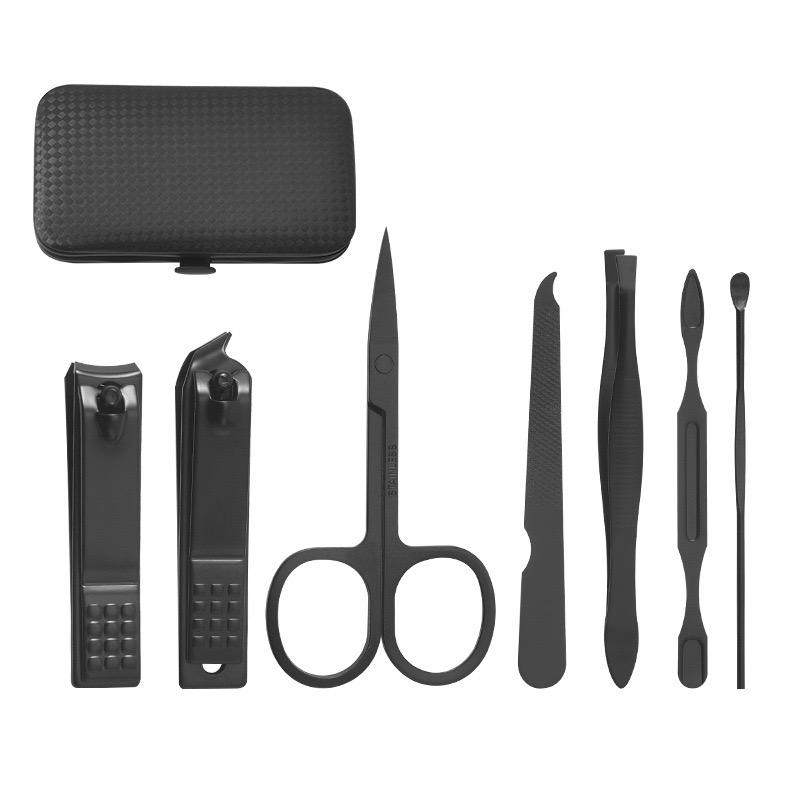 Black Premium 7-Piece Nail Cutter & Grooming Set – Stainless Steel Manicure Kit
